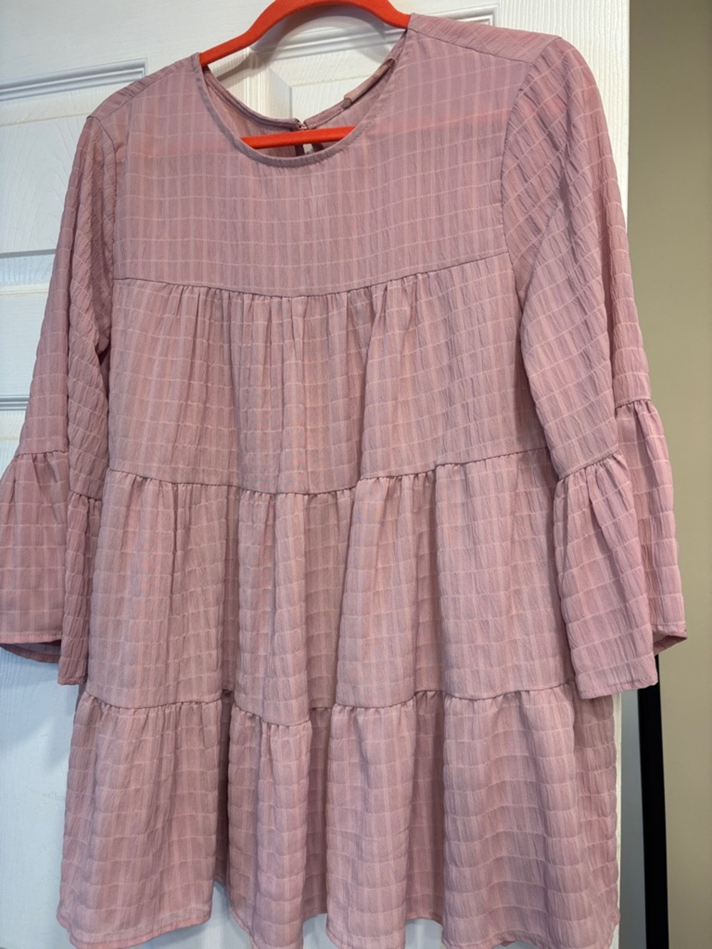 Ces Femme Mauve Pink Tiered Long-Sleeve Blouse